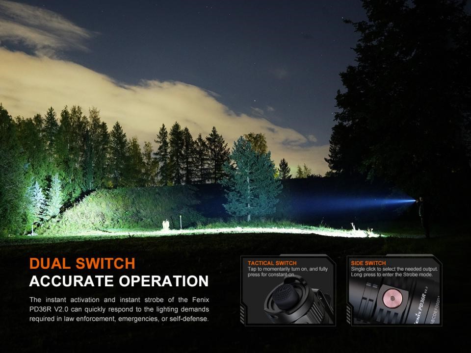 Fenix PD36R V2 Compact Rechargeable Tactical Flashlight - 1700 Lumens 