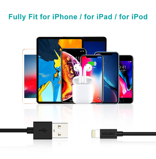 &Kappa;&alpha;&lambda;ώ&delta;&iota;&omicron; Choetech Lightning to USB-A 1.8M &Mu;&alpha;ύ&rho;&omicron;